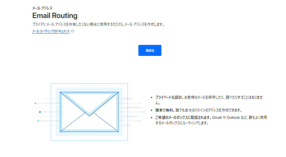 Email Routing開始画面