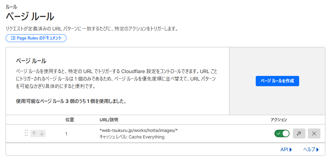 Page Rule作成完了